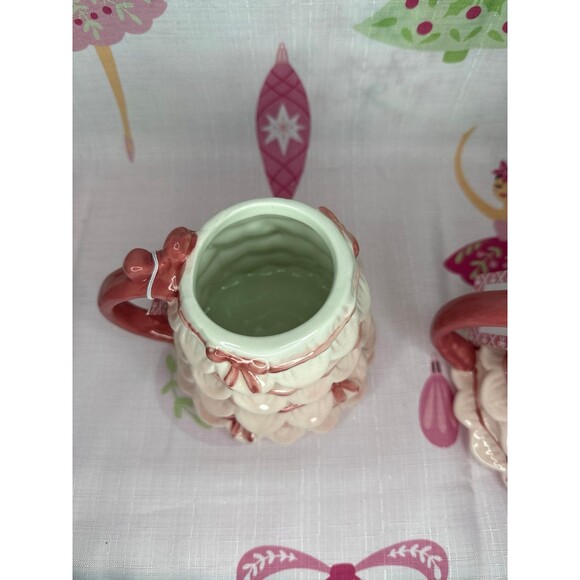 Pink Bow Christmas Tree Mug Coquette with Pink Bows, set of 2 - Picture 4 of 4